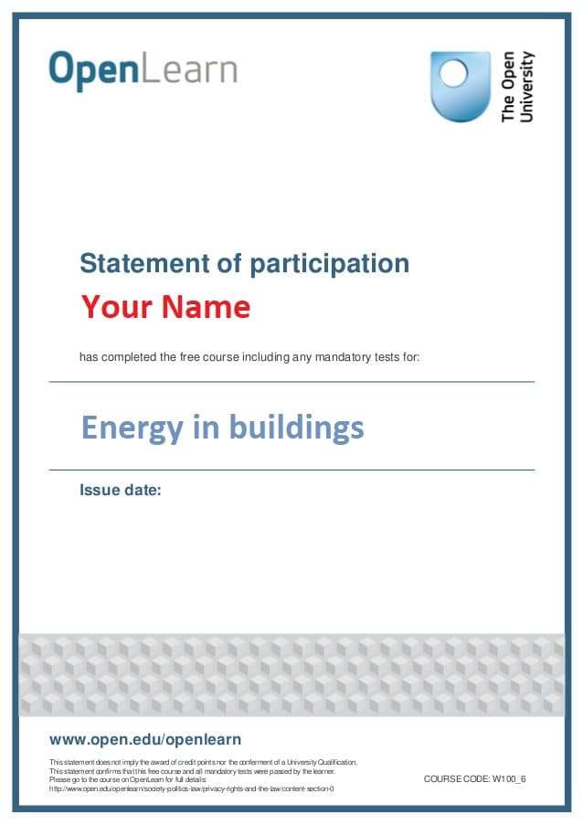 Energy in building course