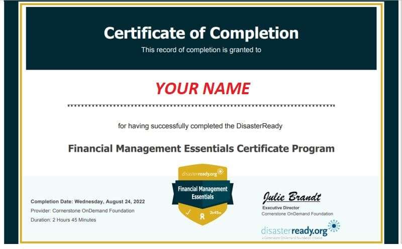 financial management certificate
