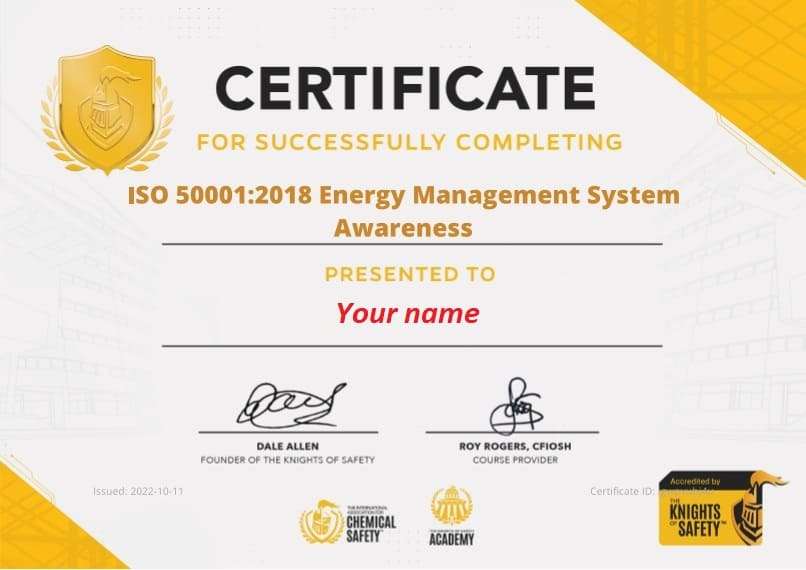 Build awareness of ISO 50001:2018 Energy Management Systems with free training. Learn energy efficiency practices and prepare for ISO 50001 certification.