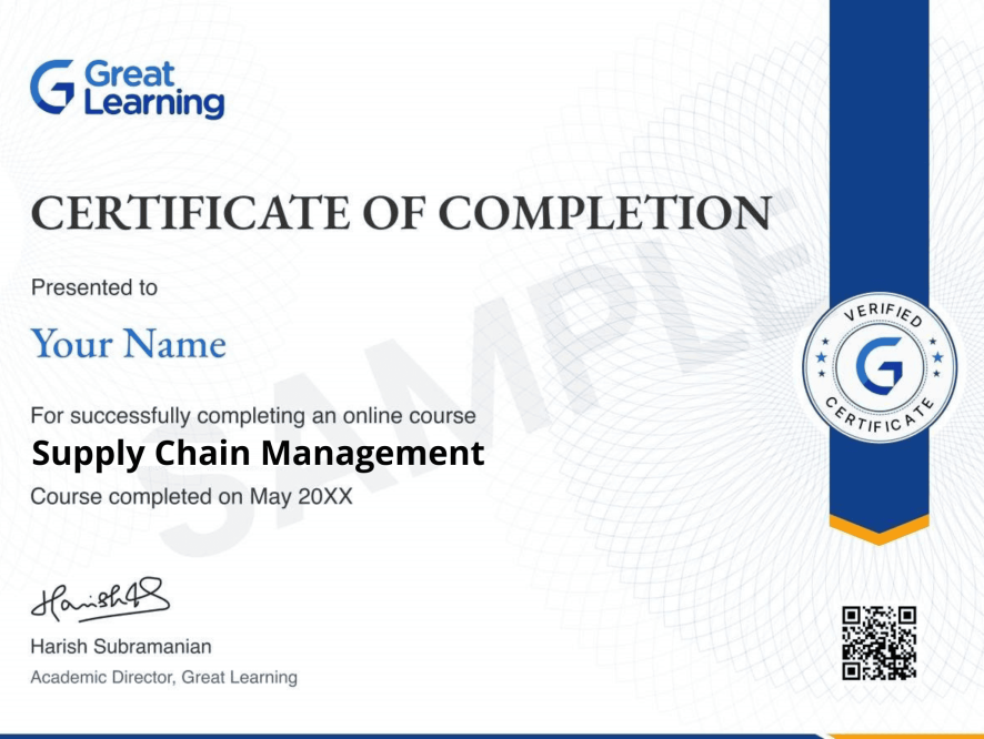Supply Chain Management certificate