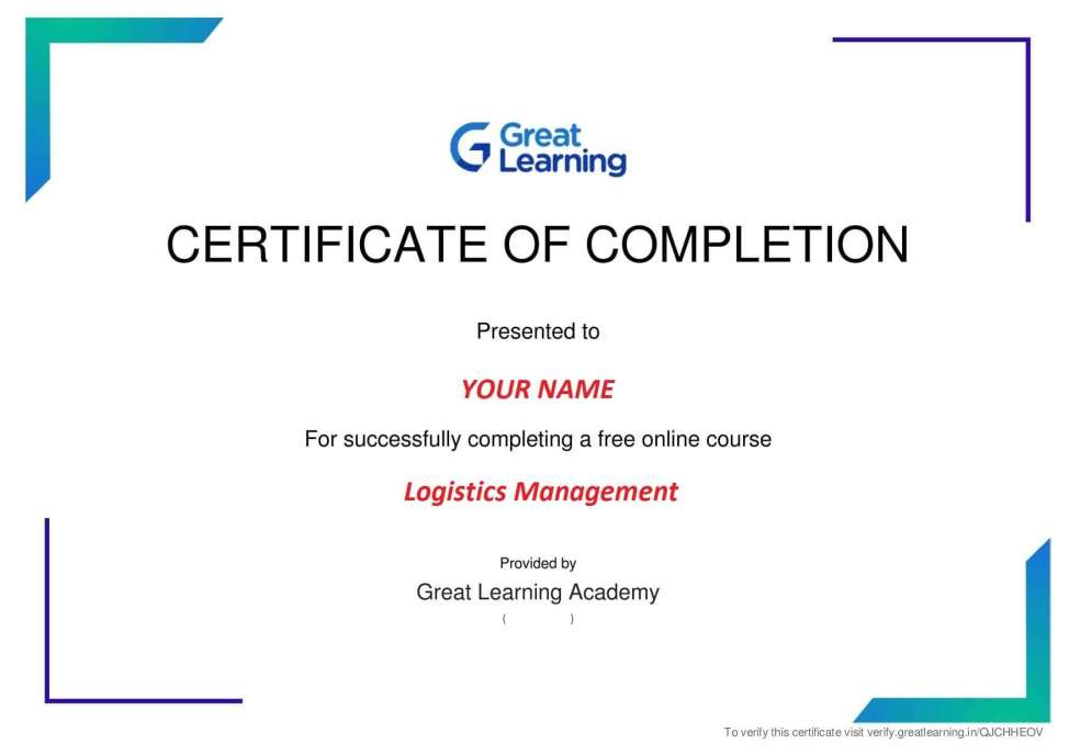 Logistics management certificate